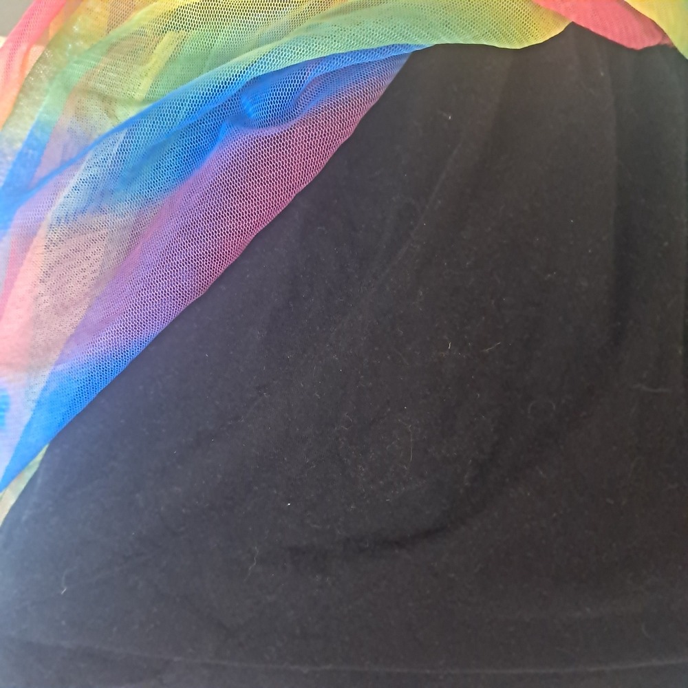 Rainbow Mesh Skirt Womens Small Y2K Indie Jewel-Tone Striped Midi Festival Wear - Picture 12 of 12